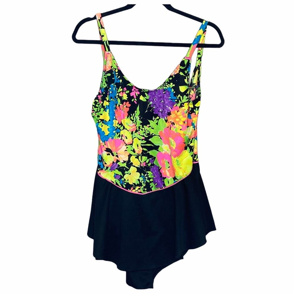 Union Made Vtg Floral Skirted One Piece Swimsuit